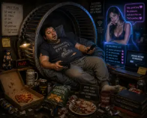 Shows someone resting on a hamster whell in his gooner cave becoming a degen with AI helping him too much Ai Training and Voice Over.
Degen resting on a hamster wheel